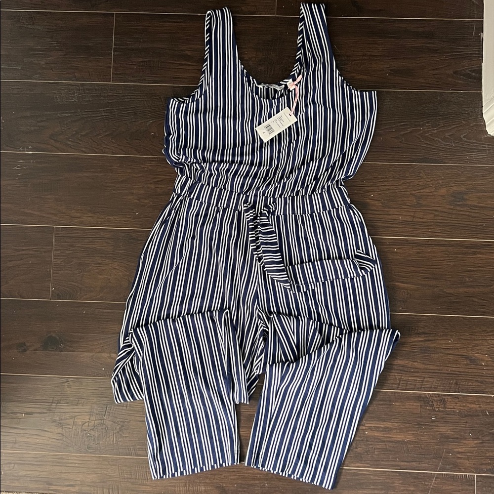 Vineyard Vines Navy and White Striped Jumpsuit